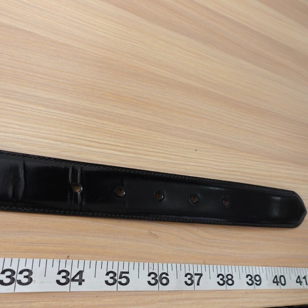 COACH Belt Mens 36 90 Black Leather Italian Dress Formal Work Solid Brass Medium - Picture 4 of 12